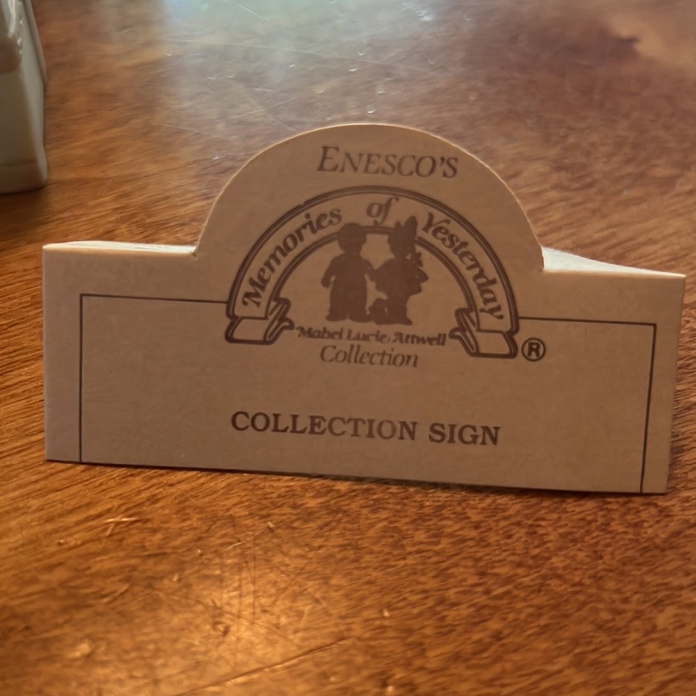 ⭐️HP!⭐️ Enesco Memories of Yesterday “Girl with Toy Chest” porcelain sign. - Picture 10 of 13
